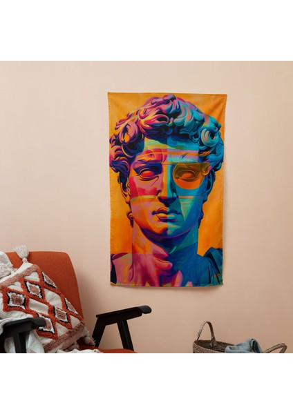 Klasik Pop Art Duvar Örtüsü - Pamuk Arka, Polyester Ön - Canlı Süblimasyon Baskı - Yurt
