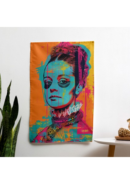 Rönesans Pop Art Duvar Örtüsü - Pamuk Sırt, Polyester Ön, Canlı Renkler - Yatak Odası,