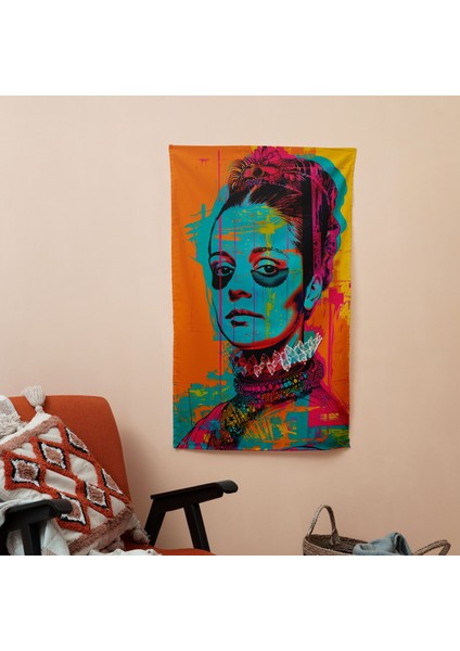 Rönesans Pop Art Duvar Örtüsü - Pamuk Sırt, Polyester Ön, Canlı Renkler - Yatak Odası,