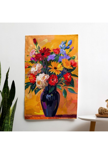 Pop Art Çiçek Kumaş Duvar Örtüsü - Canlı Renklerde Sertifikalı Hafif Duvar Asılı