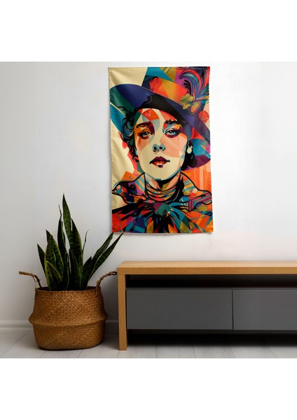 Viktorya Dönemi Pop Art Duvar Örtüsü - Pamuk Sırt, Polyester Ön - Canlı Renkler - Hafif
