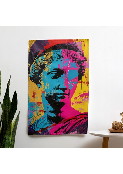 Rönesans Pop Art Fusion Duvar Örtü - Canlı Süblimasyon Baskı, Ranforce Kumaş, Pamuk Arka