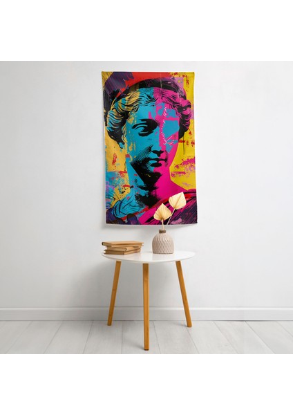 Rönesans Pop Art Fusion Duvar Örtü - Canlı Süblimasyon Baskı, Ranforce Kumaş, Pamuk Arka