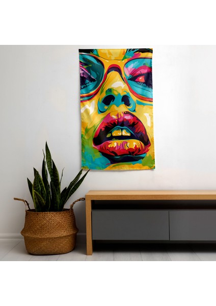 Popart Tarzı Duvar Örtüsü | Canlı Pamuk ve Polyester Kumaş | Sertifikalı | Süblimasyon