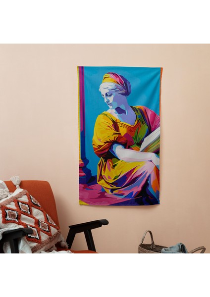 Rönesans Popart Duvar Örtüsü - Yatak Odası, Oturma Odası ve Yurt Dekoru Için Canlı Kumaş Sanatı