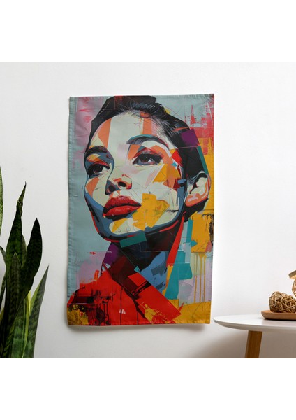 Pop Art Klasisizm Duvar Örtüsü - Pamuk Sırt, Polyester Ön, Canlı Renkler - Yatak Odası,