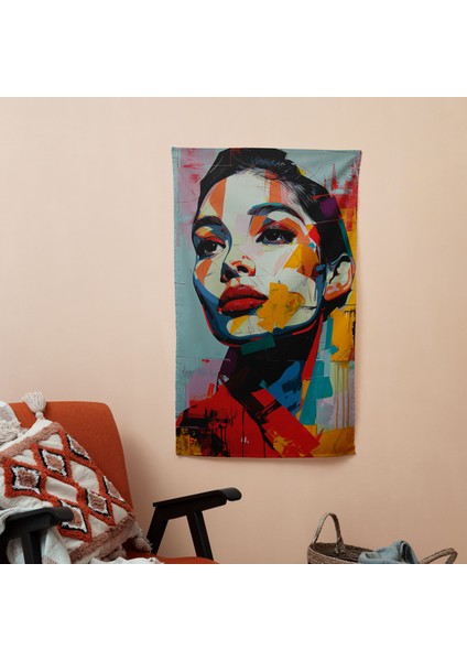 Pop Art Klasisizm Duvar Örtüsü - Pamuk Sırt, Polyester Ön, Canlı Renkler - Yatak Odası,