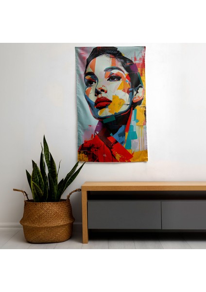 Pop Art Klasisizm Duvar Örtüsü - Pamuk Sırt, Polyester Ön, Canlı Renkler - Yatak Odası,
