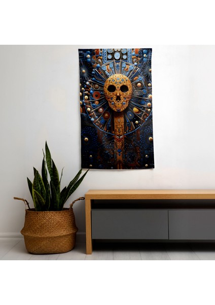 Dia De Los Muertos Duvar Örtüsü - Canlı Süblimasyon Baskı, Pamuk Sırt - Yatak Odası,