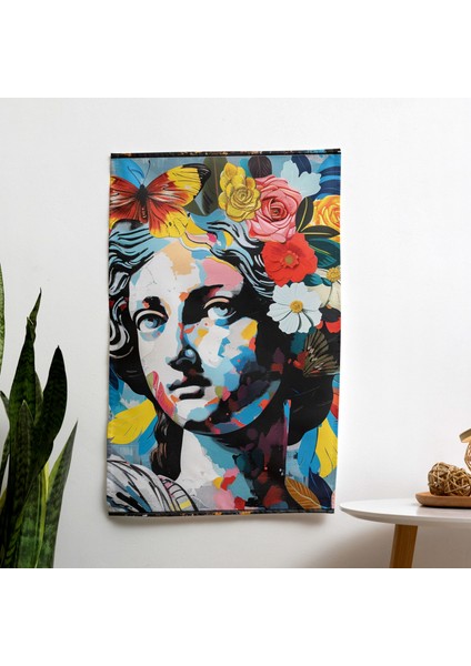 Rönesans Pop Art Duvar Örtüsü - Canlı Renkler Kumaş - Modern Dekoratif Duvar Asılı