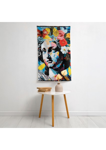 Rönesans Pop Art Duvar Örtüsü - Canlı Renkler Kumaş - Modern Dekoratif Duvar Asılı