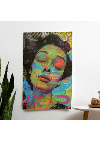 Popart Tarzı Ev Dekorasyonu Duvar Sanatı - Polyester Ön Taraflı Canlı Pamuklu Duvar Örtüsü