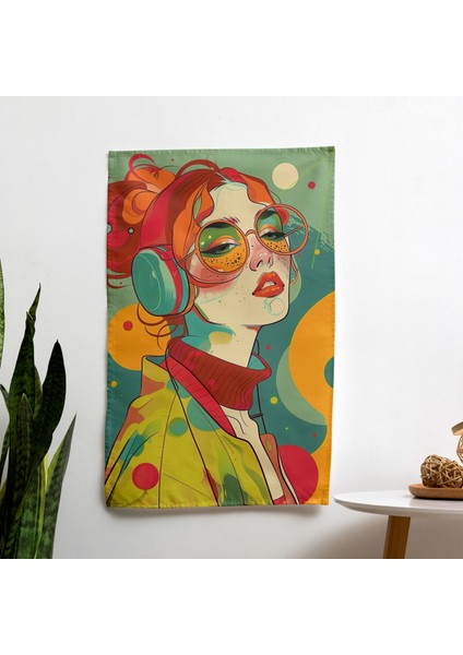 Popart Tarzı Duvar Sanatı Kumaş Örtü - Canlı Renkler, Pamuk Sırt - Hafif Modern Duvar
