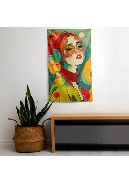 Popart Tarzı Duvar Sanatı Kumaş Örtü - Canlı Renkler, Pamuk Sırt - Hafif Modern Duvar