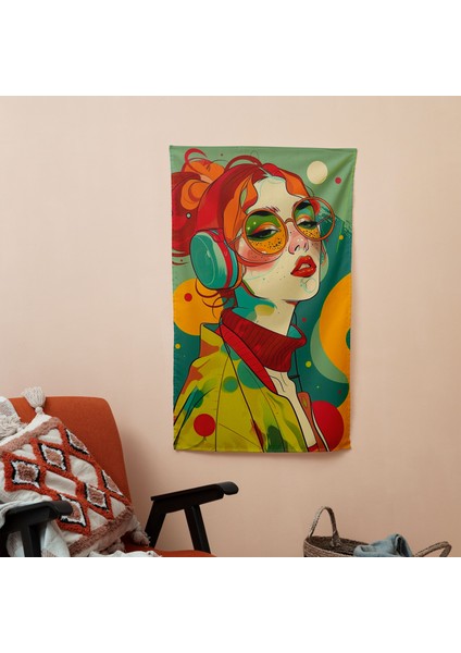 Popart Tarzı Duvar Sanatı Kumaş Örtü - Canlı Renkler, Pamuk Sırt - Hafif Modern Duvar