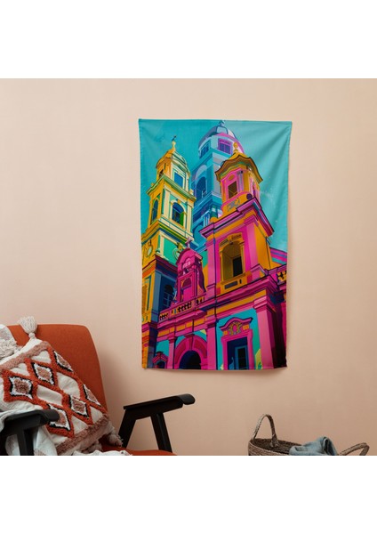 Pop Art'tan Esinlenen Duvar Örtüsü - Polyester Ön Taraflı Pamuk Sırt - Canlı Ranforce