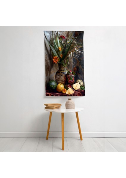 Frida Kahlo Tarzı Modern Sanat Duvar Örtüsü - Ranforce Kumaş, Canlı Renkler, Hafif Dekor -