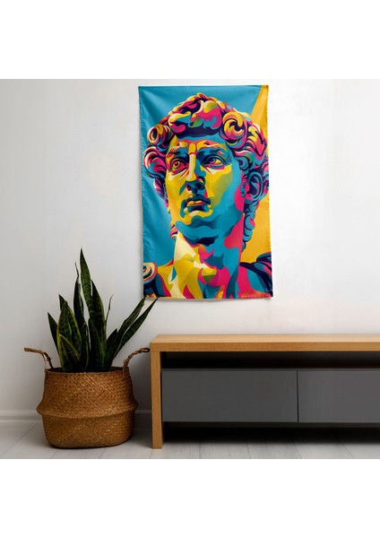 Greko-Romen Heykel Pop Art Duvar Örtüsü - Yatak Odası, Oturma Odası ve Yurt Için Canlı Ranforce