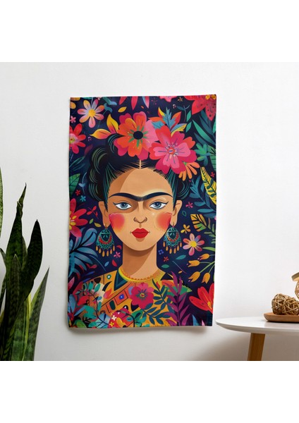 Frida Kahlo Tarzı Duvar Örtüsü | Pamuk Sırt | Benzersiz Süblimasyon Baskı | Yatak Odası,