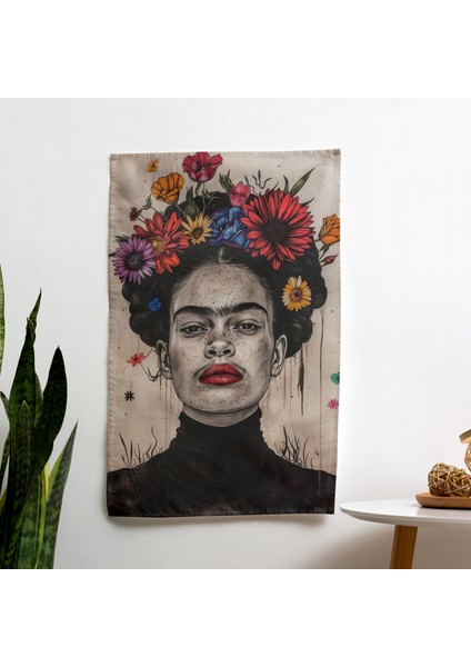 Frida Kahlo Tarzı Duvar Örtüsü | Pamuk Sırt ve Polyester Ön | Ranforce Kumaş | Sertifikalı
