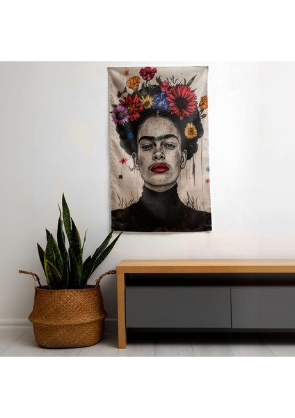 Frida Kahlo Tarzı Duvar Örtüsü | Pamuk Sırt ve Polyester Ön | Ranforce Kumaş | Sertifikalı
