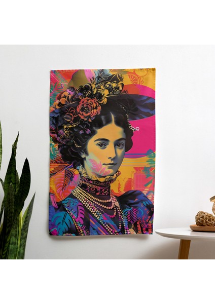 Klasik Pop Art Fusion Duvar Örtüsü - Pamuk Sırtlı, Canlı Renkler, Süblimasyon Baskı