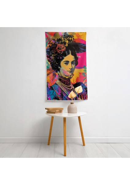 Klasik Pop Art Fusion Duvar Örtüsü - Pamuk Sırtlı, Canlı Renkler, Süblimasyon Baskı