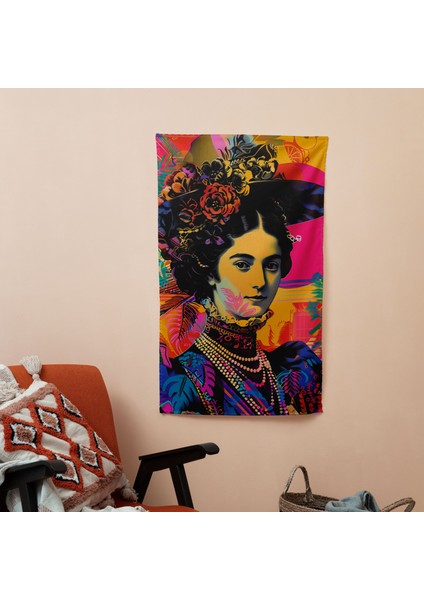 Klasik Pop Art Fusion Duvar Örtüsü - Pamuk Sırtlı, Canlı Renkler, Süblimasyon Baskı