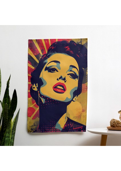 Popart Tarzı Duvar Örtüsü - Canlı Renkler, Süblimasyon Baskı, Ranforce Kumaş - Yatak Odası,