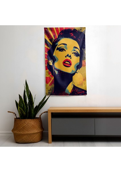 Popart Tarzı Duvar Örtüsü - Canlı Renkler, Süblimasyon Baskı, Ranforce Kumaş - Yatak Odası,
