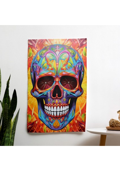 Çağdaş Renkli Calavera Duvar Örtüsü - Yatak Odası, Oturma Odası, Yurt Için Canlı Süblimasyon