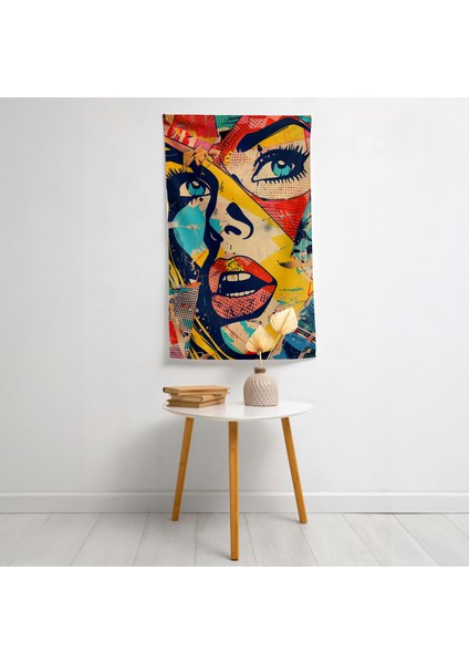 Popart Tarzı Çizgi Roman Panelleri Duvar Örtüsü - Canlı Ranforce Kumaş Yatak Odası, Oturma