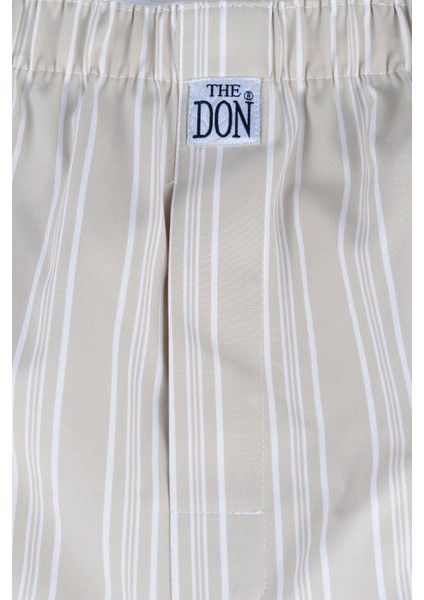 Poplin Erkek Boxer Latte Çizgili