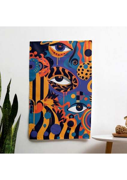 Popart Tarzı Duvar Örtüsü - Canlı Renkler, Ranforce Kumaş - Hafif Modern Dekoratif Kumaş