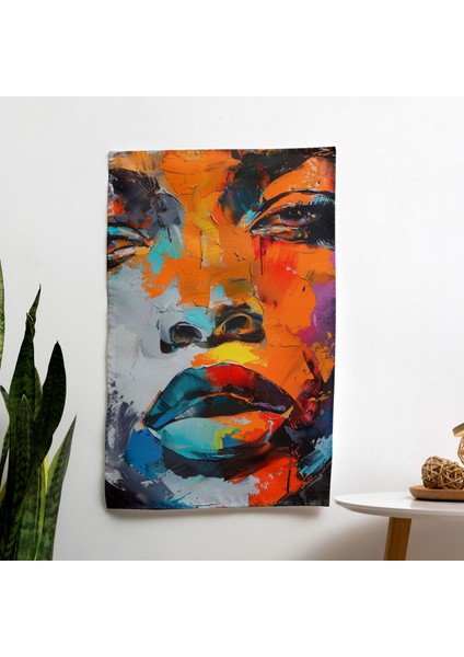 Popart Tarzı Modern Duvar Örtüsü - Pamuk Sırt, Polyester Ön, Ranforce Kumaş - Canlı Renkler,