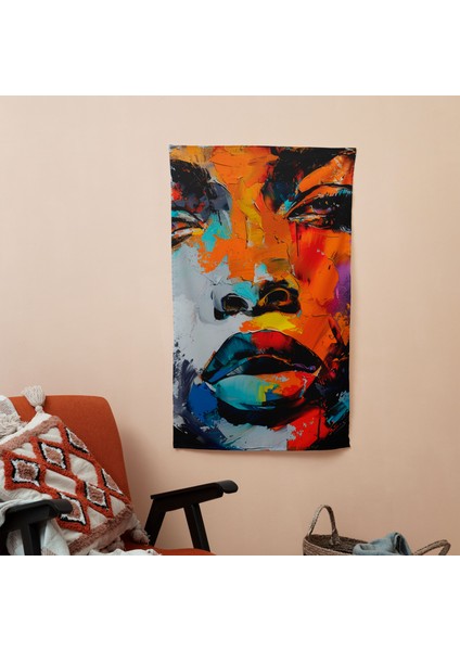 Popart Tarzı Modern Duvar Örtüsü - Pamuk Sırt, Polyester Ön, Ranforce Kumaş - Canlı Renkler,
