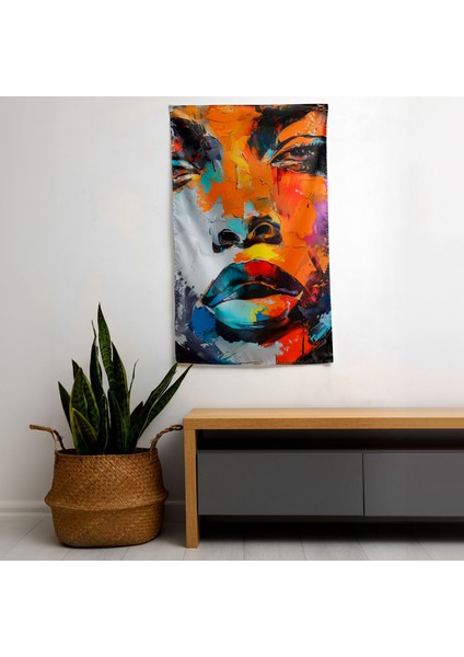 Popart Tarzı Modern Duvar Örtüsü - Pamuk Sırt, Polyester Ön, Ranforce Kumaş - Canlı Renkler,
