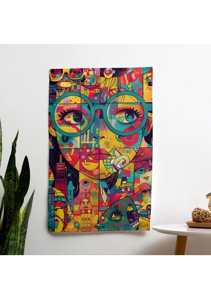 Popart Tarzı Duvar Örtüsü - Pamuk Sırt, Polyester Ön - Canlı Renkler, Hafif Kumaş - Yatak
