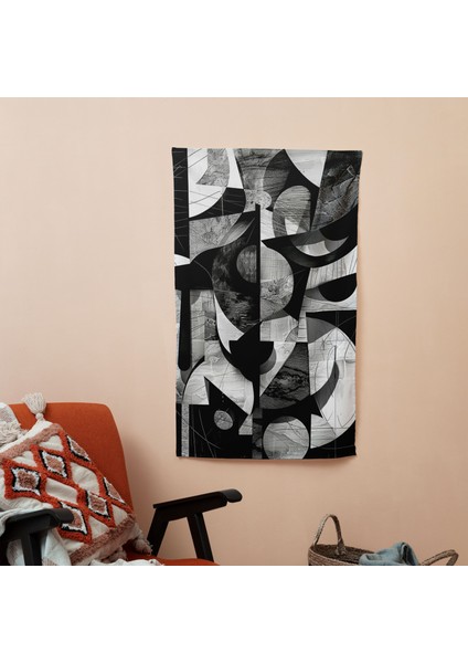 Siyah Beyaz Dadaizm Soyut Duvar Örtüsü - Pamuk Sırt - Süblimasyon Baskı - Yatak Odası, fiyatları