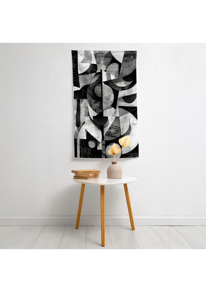 Siyah Beyaz Dadaizm Soyut Duvar Örtüsü - Pamuk Sırt - Süblimasyon Baskı - Yatak Odası, modelleri