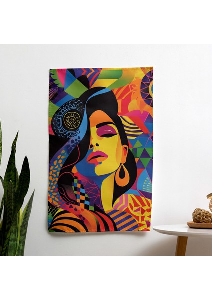Frida Kahlo Tarzı Duvar Örtüsü - Yatak Odası, Oturma Odası, Yurt Için Canlı Renkli Kumaş