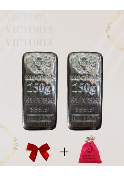 Sertifikalı 2 Adet 250 Gr Külçe Gümüş 999 Ayar fiyatları