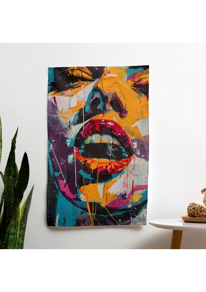 Popart Tarzı Duvar Örtüsü - Pamuk Sırt, Polyester Ön - Canlı Renkler - Yatak Odası,