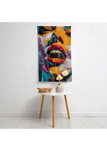Popart Tarzı Duvar Örtüsü - Pamuk Sırt, Polyester Ön - Canlı Renkler - Yatak Odası,