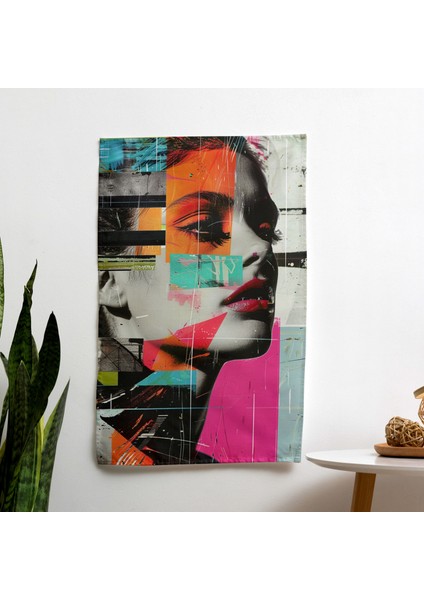 Popart Tarzı Kanvas Baskı Duvar Örtüsü - Canlı Renkler, Ranforce Kumaş - Yatak Odası, Oturma
