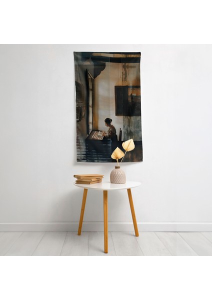 Johannes Vermeer Mektup Okuyan Kadın Duvar Örtüsü - Canlı Renkler Pamuk Arka Kumaş Sanatı
