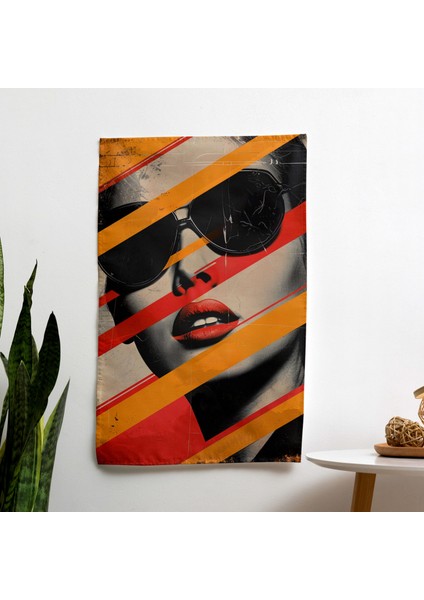 Popart Tarzı Kumaş Duvar Örtüsü - Pamuk Sırt ve Polyester Ön - Canlı Renkler - Yatak