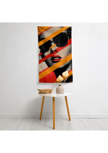 Popart Tarzı Kumaş Duvar Örtüsü - Pamuk Sırt ve Polyester Ön - Canlı Renkler - Yatak
