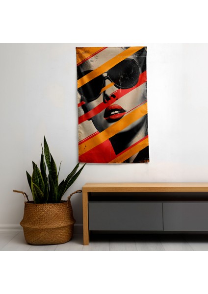 Popart Tarzı Kumaş Duvar Örtüsü - Pamuk Sırt ve Polyester Ön - Canlı Renkler - Yatak
