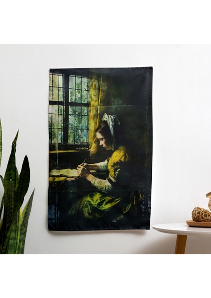Modern Duvar Örtüsü - Pamuk Sırtlı, Süblimasyon Baskı - Johannes Vermeer'den Mektup